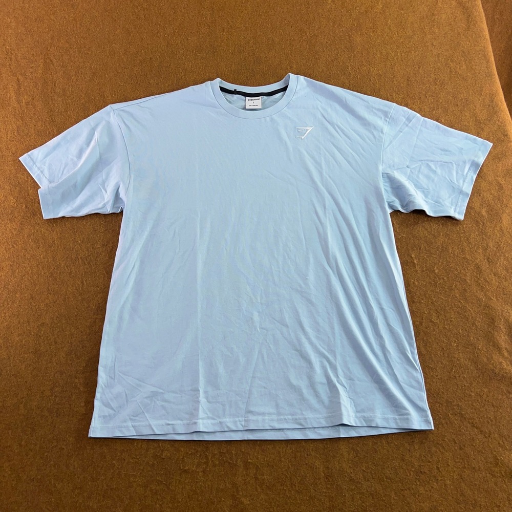 Gymshark Mens Large Blue Logo Graphic Short Sleeve Cotton T-Shirt *Flaw